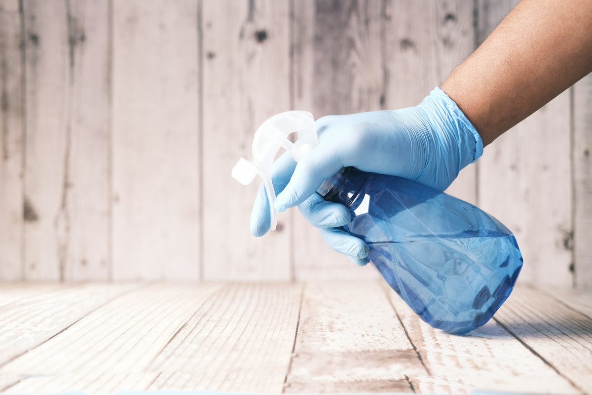 Wiping a kitchen surface clean